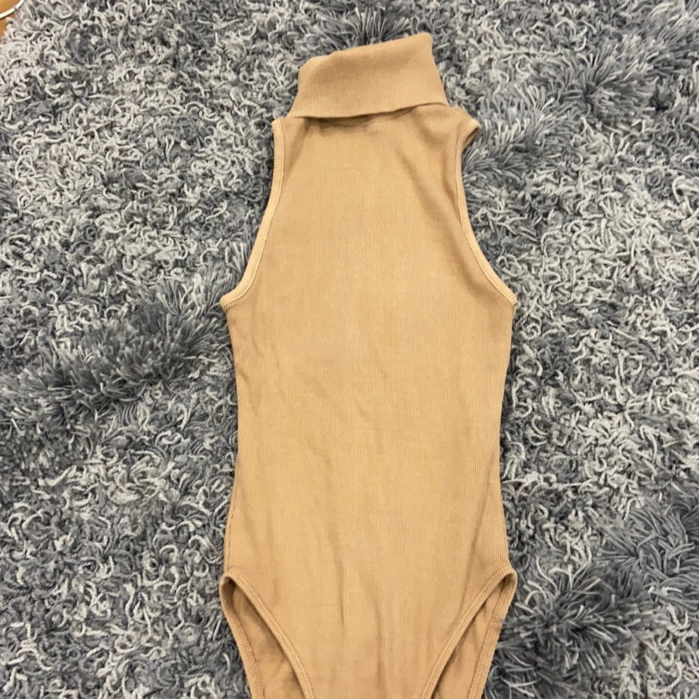 Nude Zara Turtleneck Bodysuit